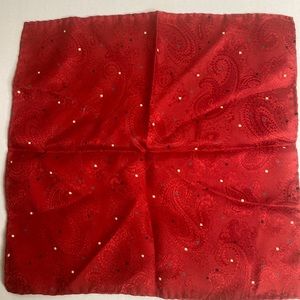 Men Polka Dots Jacquard Woven Hand Rolled Red Pocket Square